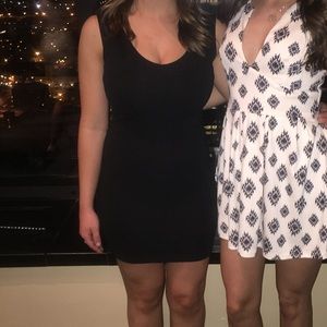 Ribbed black body con dress